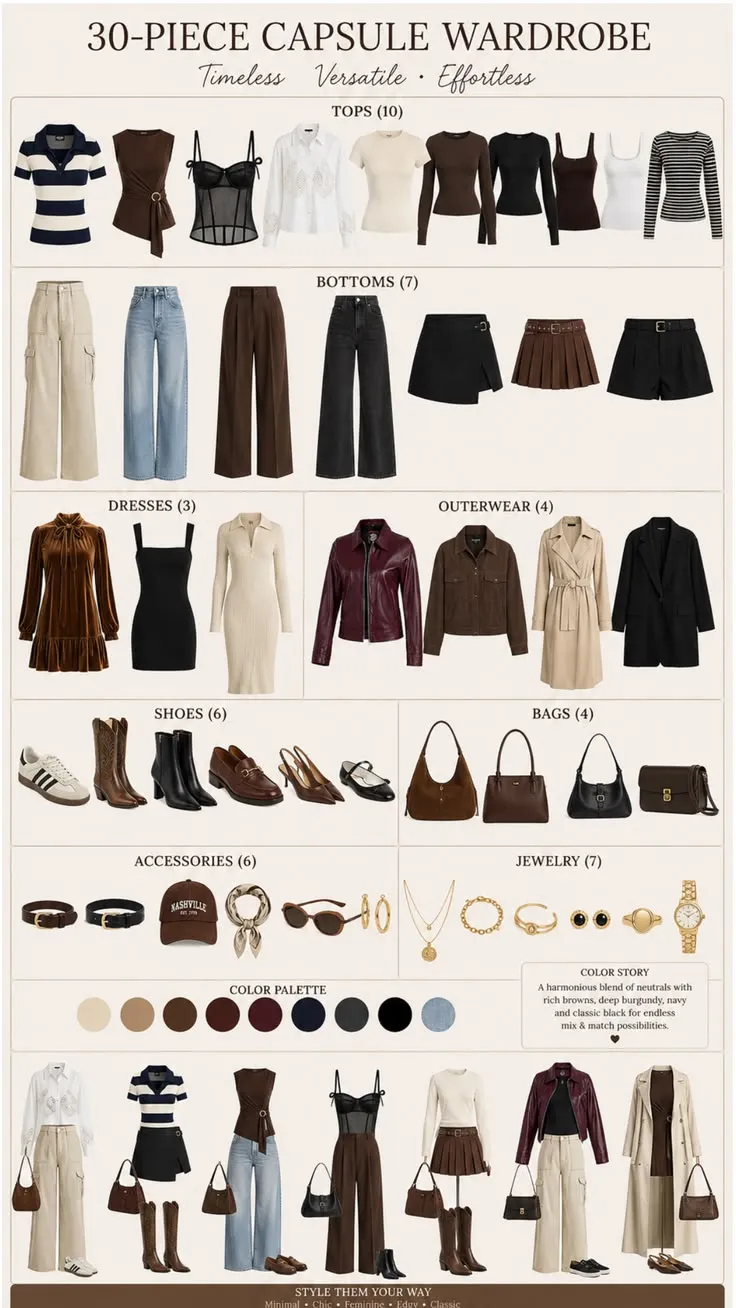 30-Piece Fall Capsule Wardrobe 2026 _ Timeless Neutral Outfits & 100+ Outfit Ideas for Women 30-Piece Fall Capsule Wardrobe 2026 _ Timeless Neutral Outfits & 100+ Outfit Ideas for Women