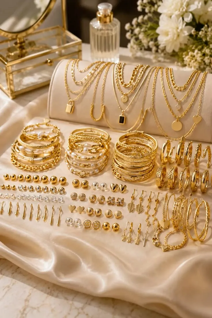 69-Piece Gold Jewelry Set for Women – Trendy Necklaces, Earrings & Bracelets