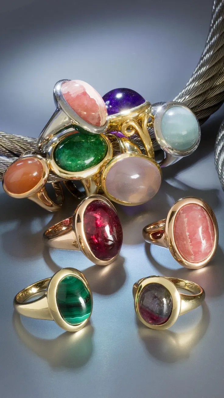 Cabochon Ring with diferent gemstones Cabochon Ring with diferent gemstones