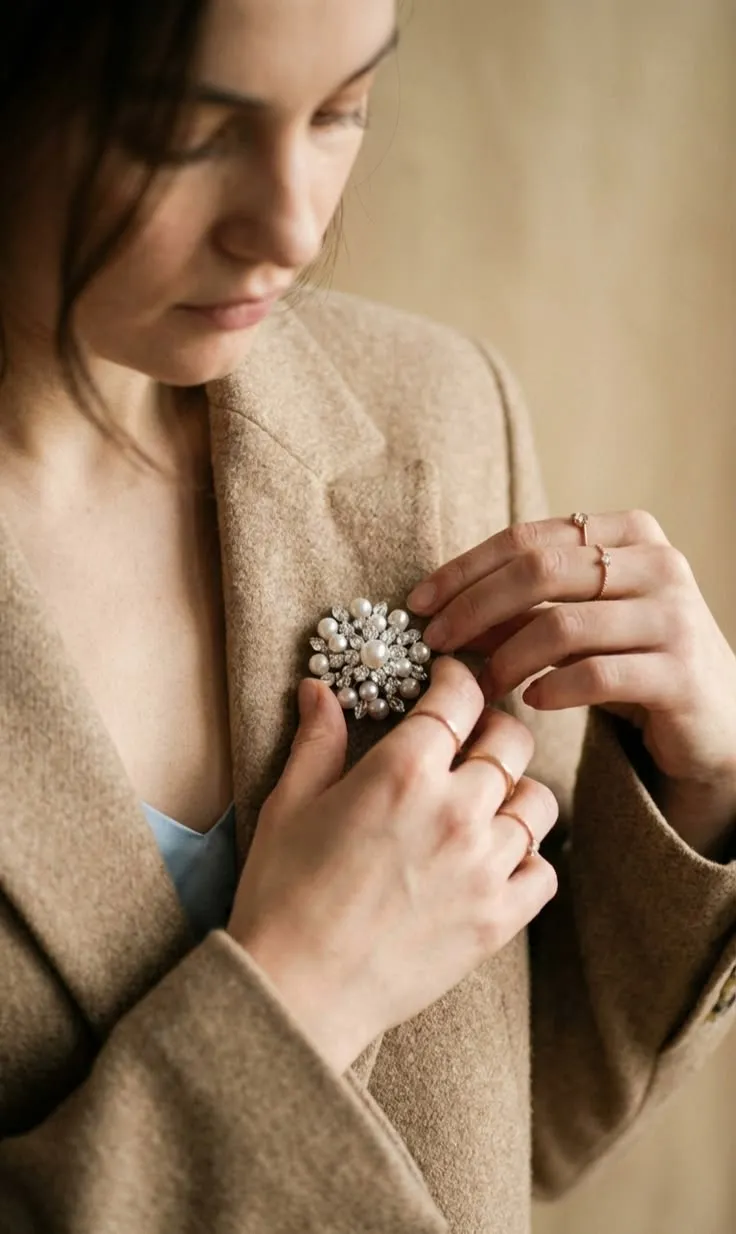 Elegant Pearl & Crystal Brooch for Everyday Outfits