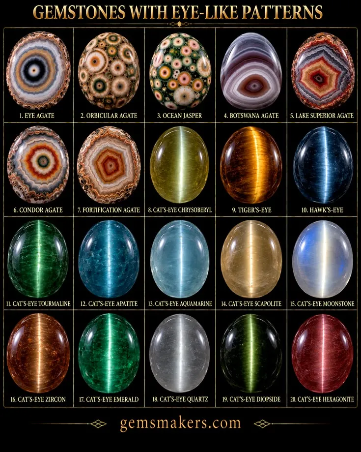 Gemstones with Eye like patterns Gemstones with Eye like patterns