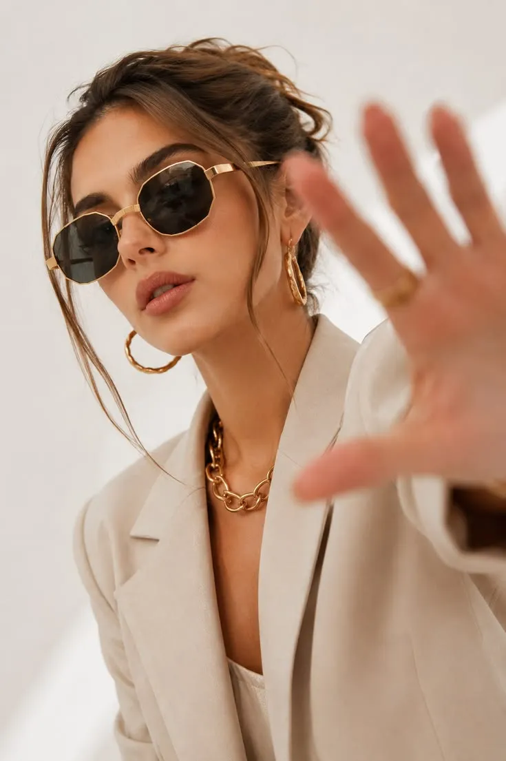 Geometric Gold Sunglasses – Bold Chic Accessory Stack ✨🕶️