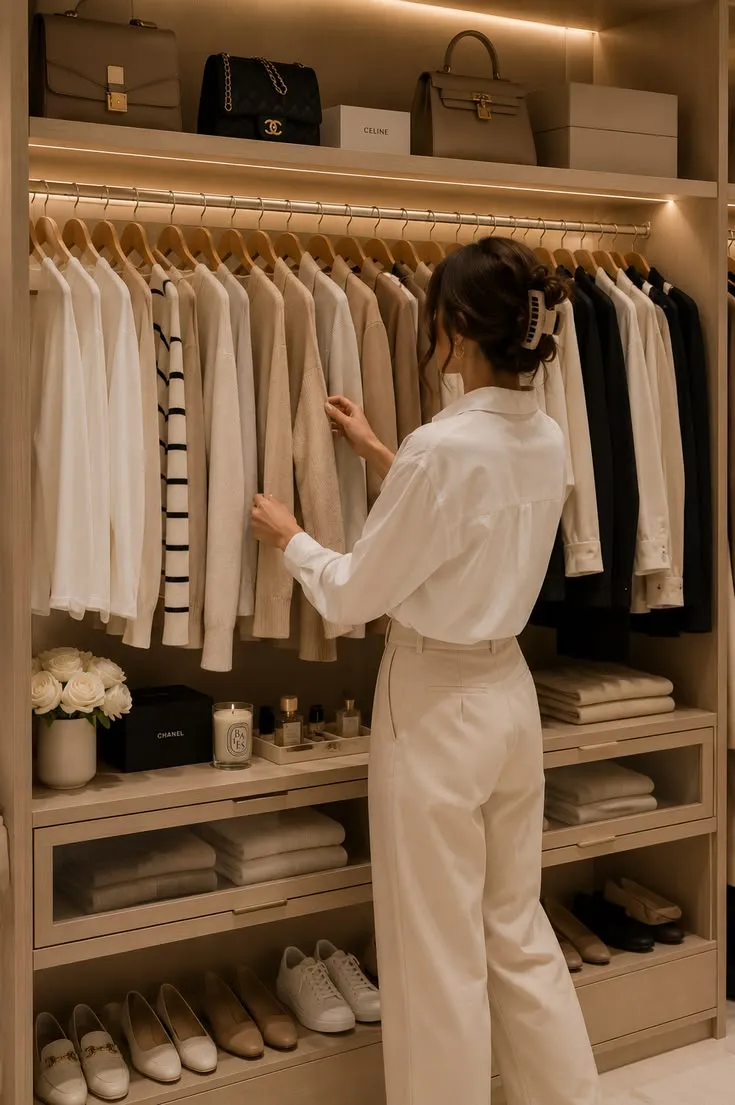 Luxury Neutral Wardrobe _ Organized Closet Aesthetic Luxury Neutral Wardrobe _ Organized Closet Aesthetic