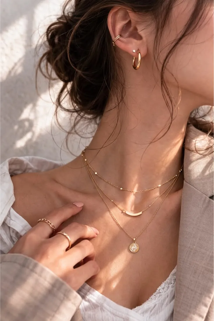 “Minimalist Gold Hoops & Layered Necklaces – Student Style Upgrade”