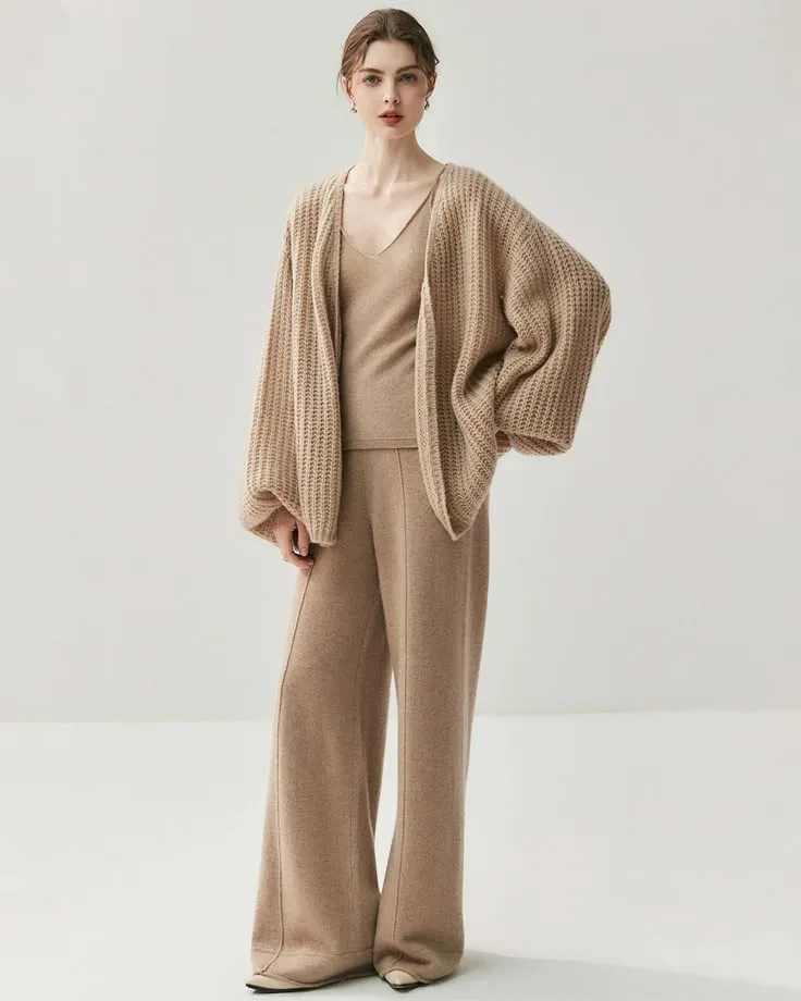 Oversized Silk Cashmere Open Front Cardigan - Cream _ M Oversized Silk Cashmere Open Front Cardigan - Cream _ M