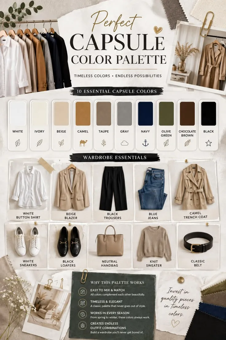Perfect Capsule Color Palette _ 10 Timeless Neutral Colors for a Chic Capsule Wardrobe Perfect Capsule Color Palette _ 10 Timeless Neutral Colors for a Chic Capsule Wardrobe