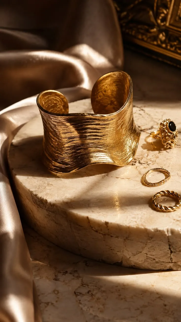 Sculptural Gold Cuff Bracelet _ Quiet Luxury Statement Jewelry