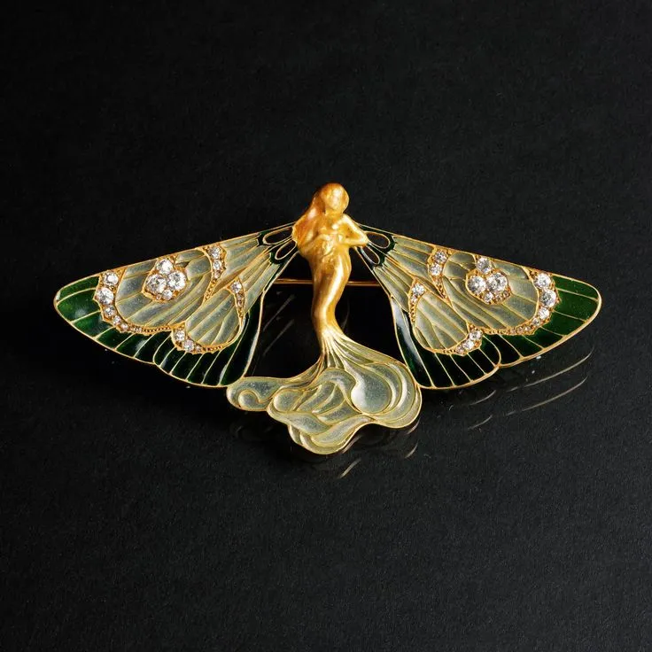 Sold at Auction_ Lalique, René, René Lalique (Ay_Marne 1860 - Paris 1945)_ An Art Nouveau Diamond Plique-à-jour Brooch 'Papillon Nymph'_ Sold at Auction_ Lalique, René, René Lalique (Ay_Marne 1860 - Paris 1945)_ An Art Nouveau Diamond Plique-à-jour Brooch 'Papillon Nymph'_
