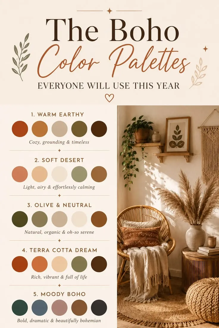 The Boho Color Palettes Everyone Will Be Using in 2026 The Boho Color Palettes Everyone Will Be Using in 2026