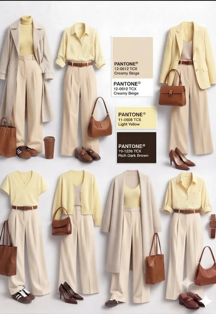 Yellow and beige outfits