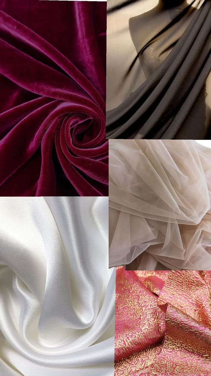 silk, brocade, chiffon, tulle & velvet